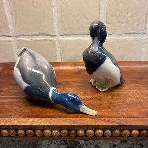 Royal Copenhagen Porcelain Duck Figurines - Blue & White Pair 1934 1941